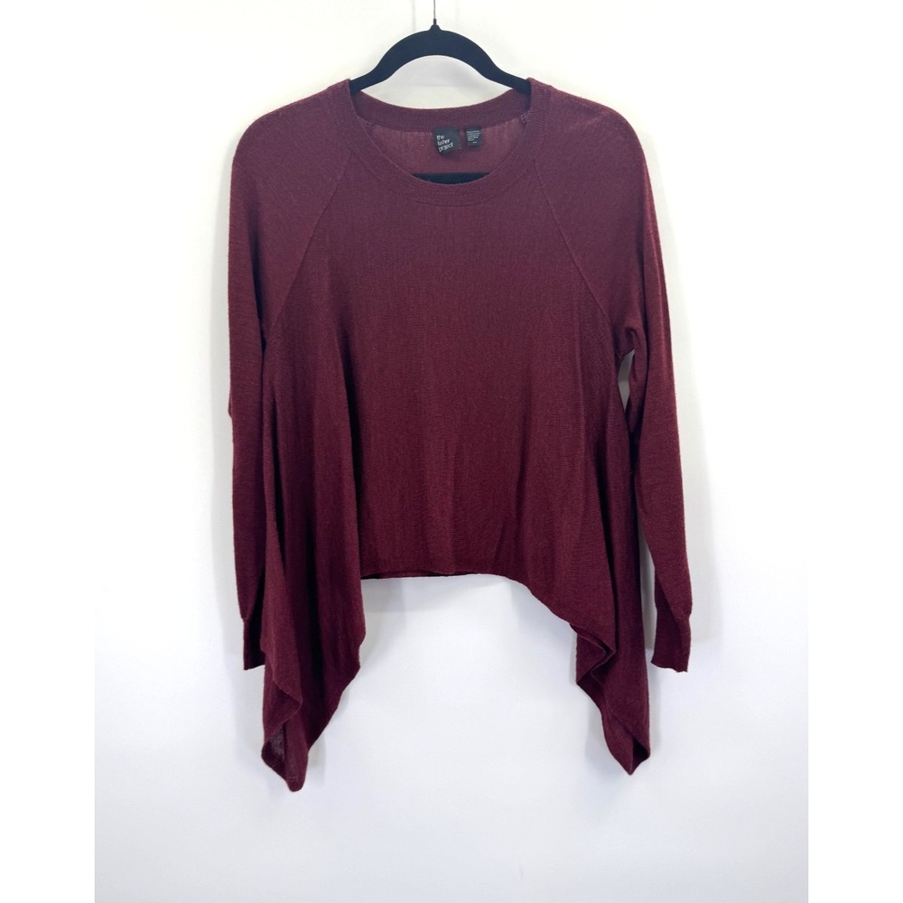 The Fisher Project Burgundy Asymmetrical Merino Wool Sweater S Lagenlook Boho